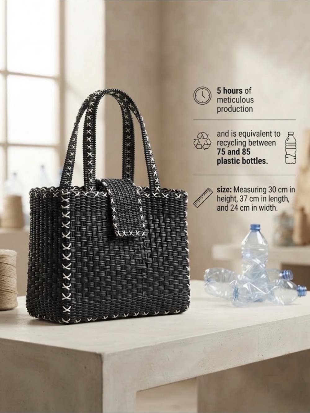 Handcrafted Recycled Plastic Tote